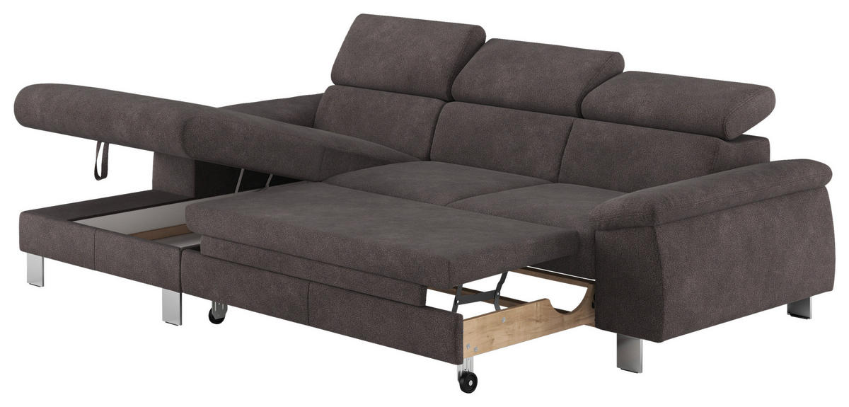 ECKSOFA in Flachgewebe Anthrazit  - Chromfarben/Anthrazit, Design, Textil/Metall (166/244cm) - Livetastic