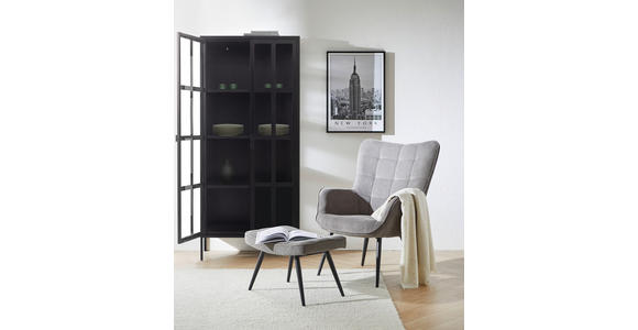 VITRINE  in Schwarz  - Schwarz, Design, Glas/Metall (80/180/35cm) - Xora