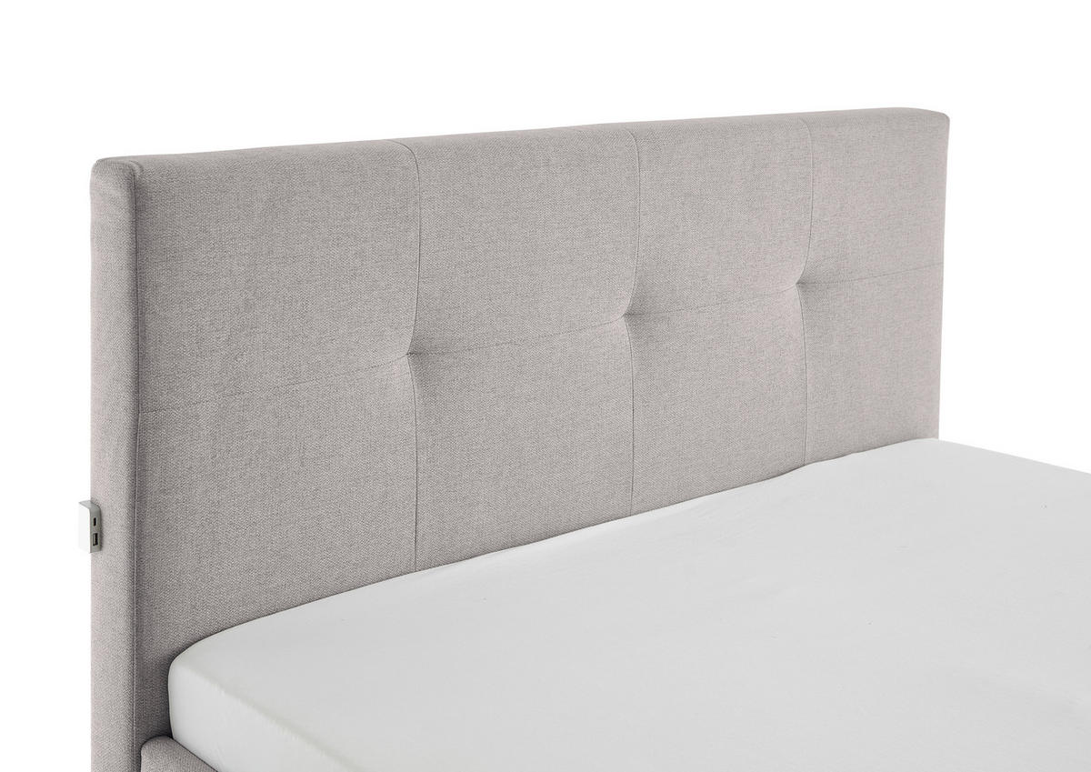 POLSTERBETT 140/200 cm  in Hellgrau  - Eichefarben/Hellgrau, MODERN, Holz/Textil (140/200cm) - Livetastic