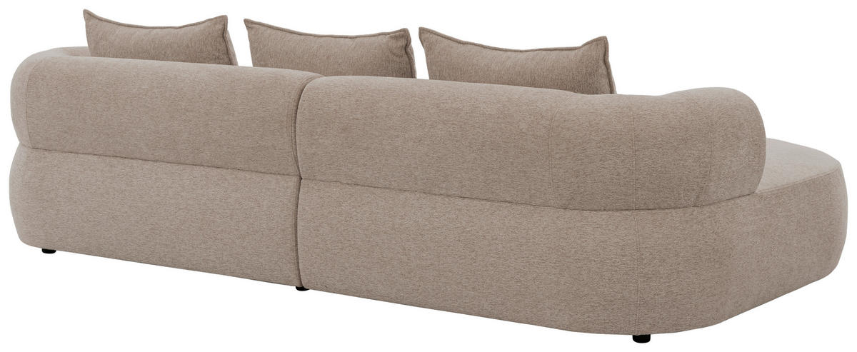 ECKSOFA FERRO Hellbraun Chenille  - Hellbraun/Schwarz, Design, Kunststoff/Textil (156/256cm) - Livetastic
