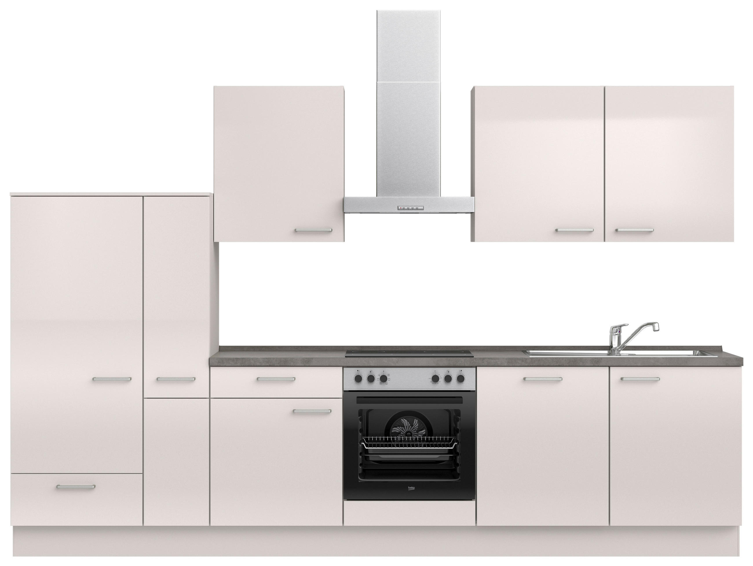 KÜCHENBLOCK 330 cm   in Schieferfarben, Hellgrau  - Schieferfarben/Edelstahlfarben, MODERN, Holzwerkstoff/Metall (330cm) - Nobilia