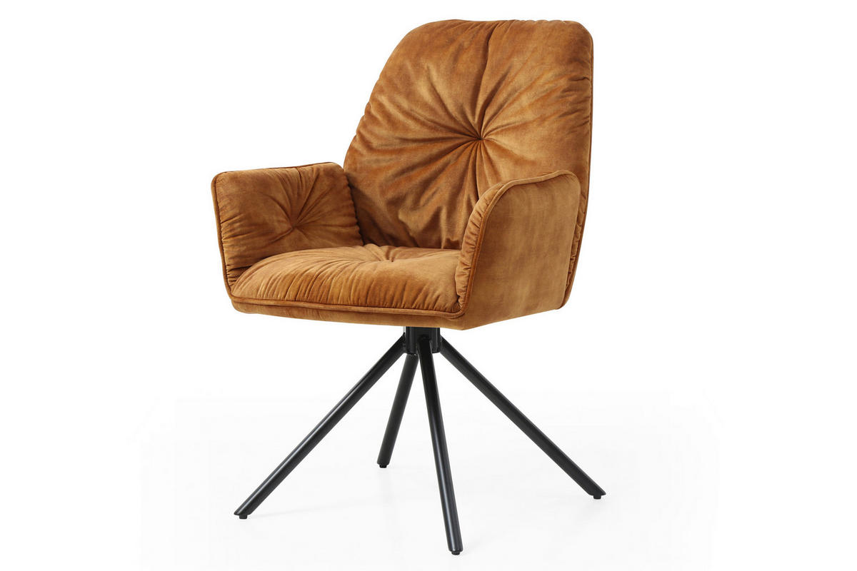 ARMLEHNSTUHL  in Samt, Velours  - Goldfarben/Schwarz, MODERN, Textil/Metall (61/90/59cm) - Livetastic
