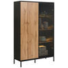 HIGHBOARD  in 103/167/38 cm  - Eiche Wotan/Schwarz, KONVENTIONELL, Glas/Holzwerkstoff (103/167/38cm) - Xora