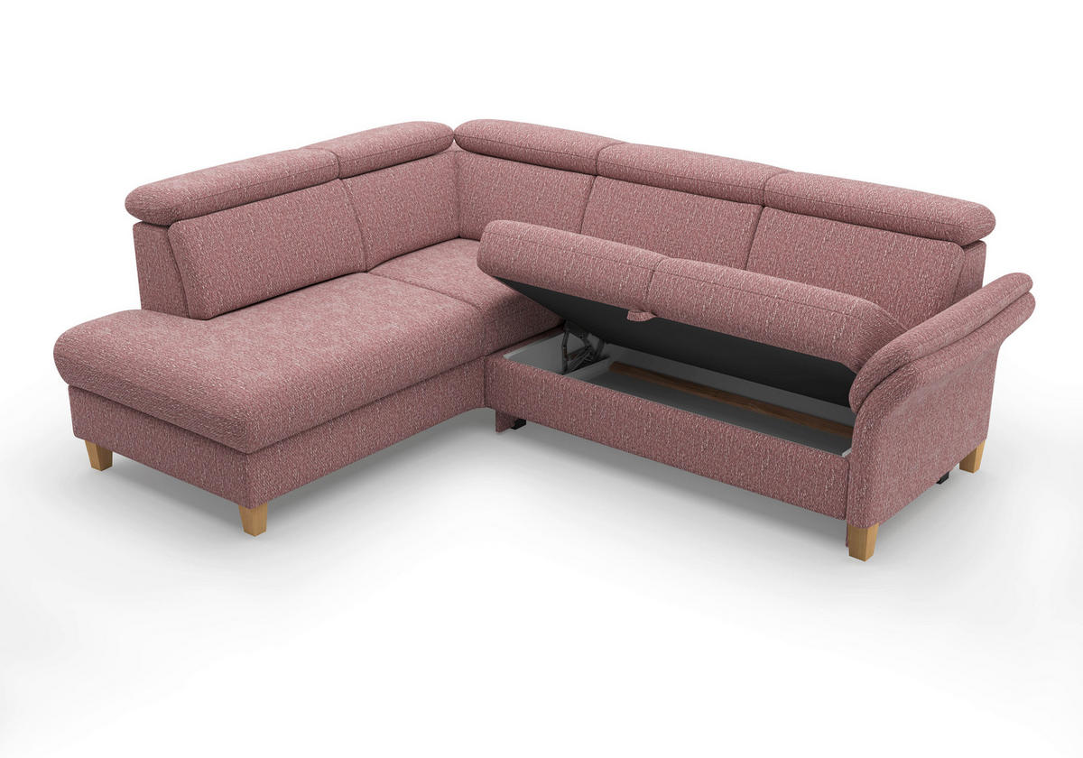 ECKSOFA GLENDALE E Aubergine Chenille  - Eichefarben/Aubergine, KONVENTIONELL, Holz/Textil (193/247cm) - Sit & More