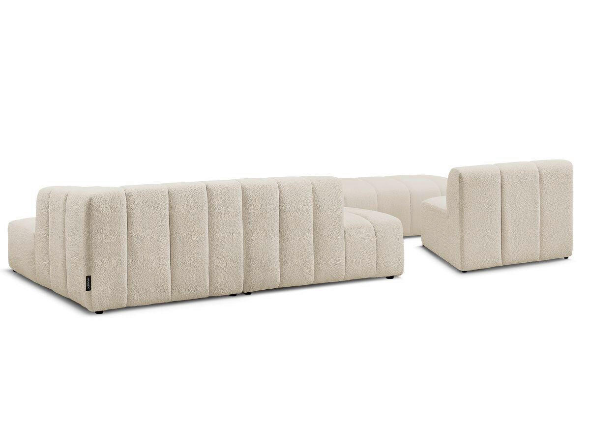 ECKSOFA Ottomane rechts  ANNECY Beige Bouclé  - Beige/Schwarz, MODERN, Kunststoff/Textil (262/170cm)