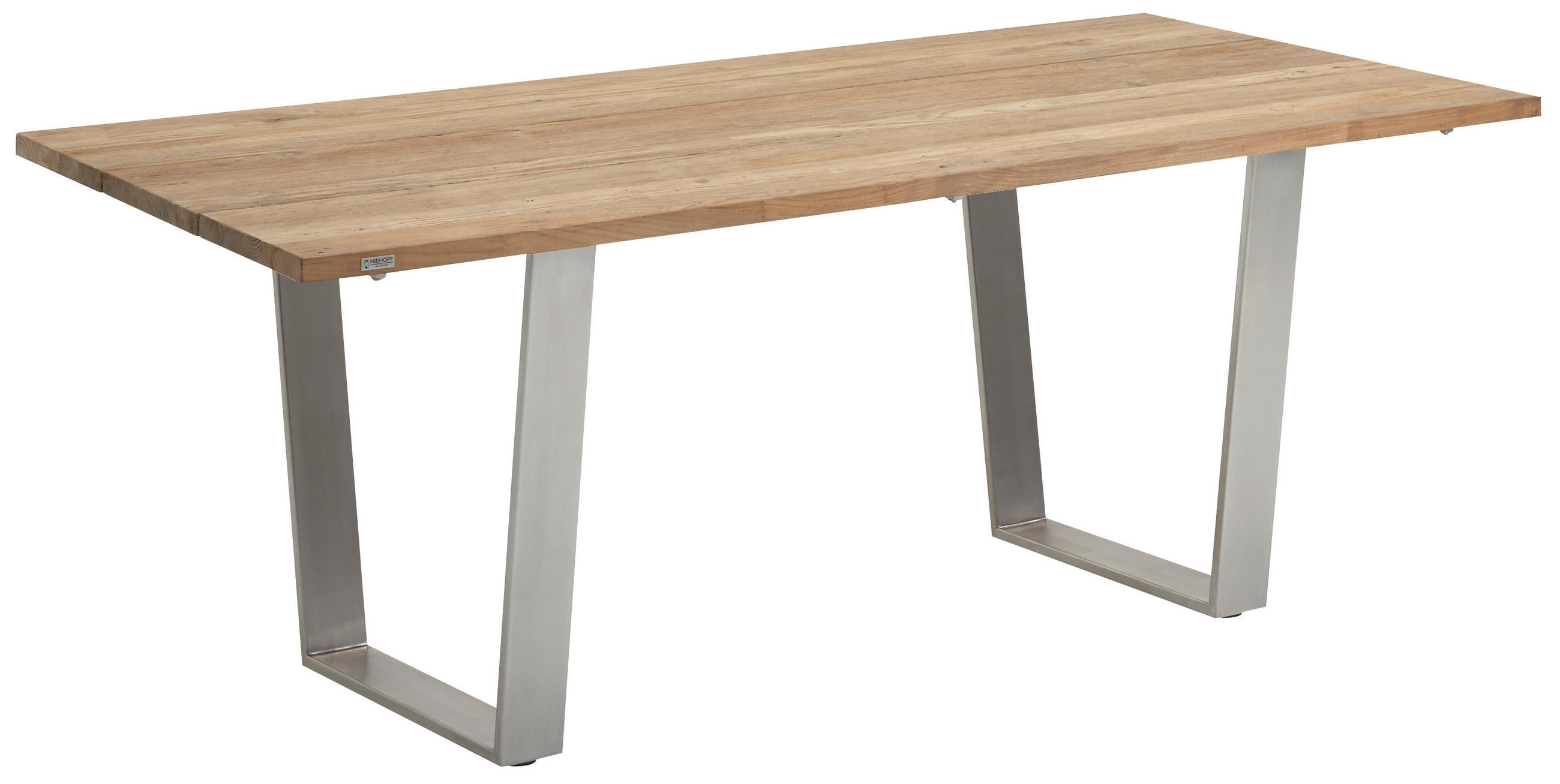 GARTENTISCH 160/95/76 cm Holz rechteckig  - Edelstahlfarben/Teakfarben, Design, Holz/Metall (160/95/76cm)