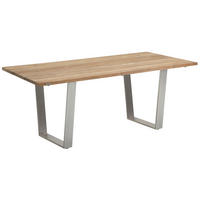 GARTENTISCH Holz Edelstahlfarben, Teakfarben rechteckig  - Edelstahlfarben/Teakfarben, Design, Holz/Metall (160/95/76cm)