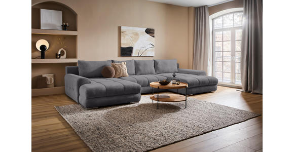 WOHNLANDSCHAFT Anthrazit Cord  - Chromfarben/Anthrazit, KONVENTIONELL, Kunststoff/Textil (180/376/180cm) - Carryhome