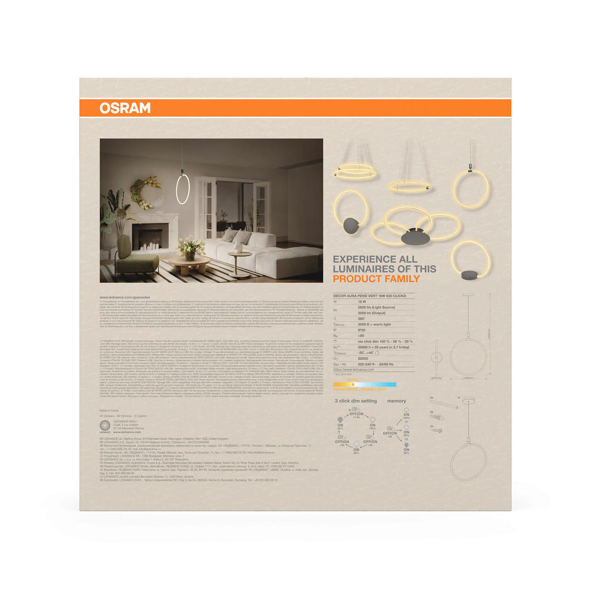 LED-HÄNGELEUCHTE 49.8/70 cm  - Dunkelgrau, Design, Kunststoff (49.8/70cm) - Osram