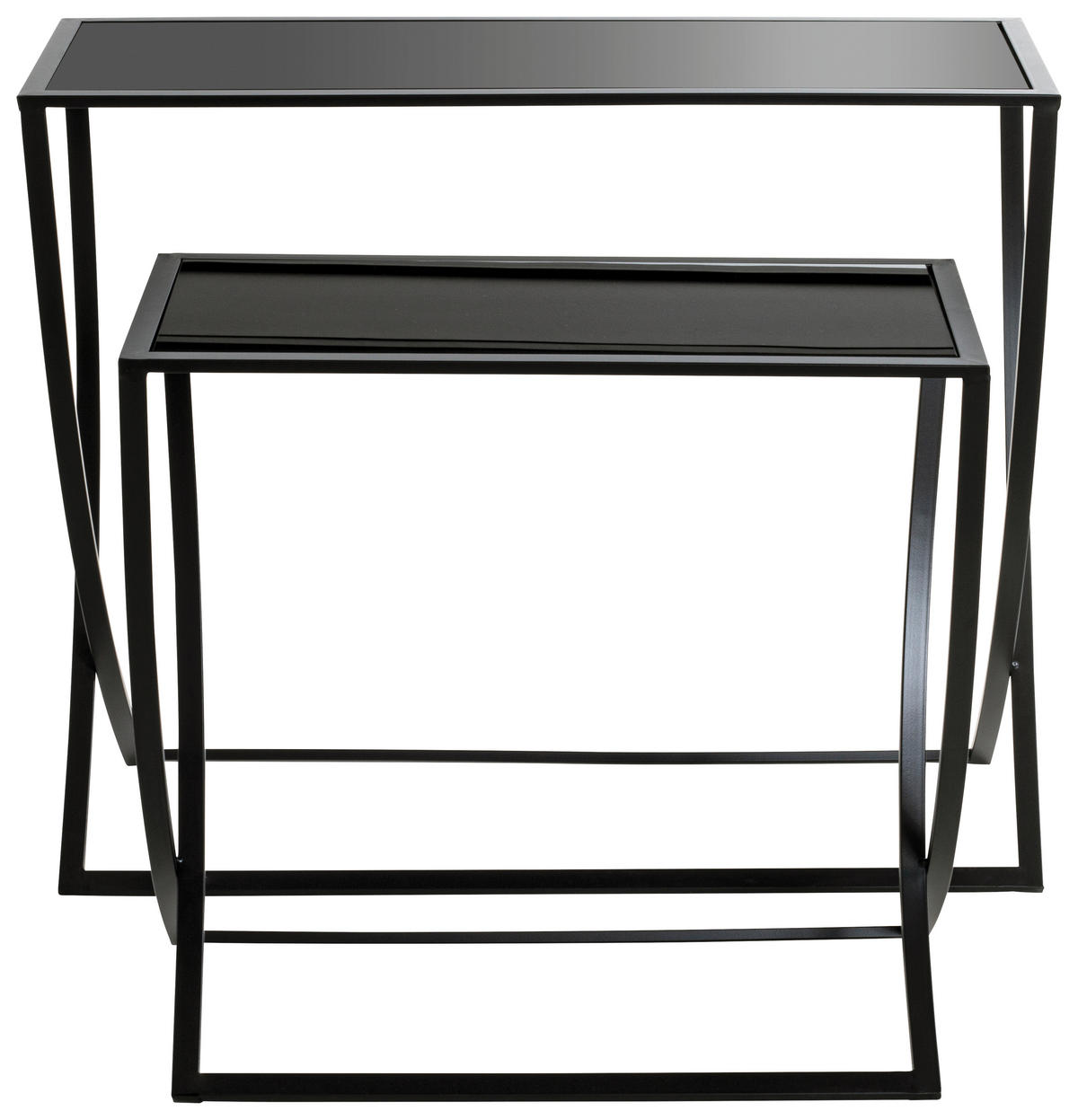 BEISTELLTISCHSET rechteckig Schwarz  - Schwarz, Design, Glas/Metall (60-80/30/55-65cm)