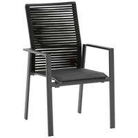 GARTENSTUHL Aluminium Schwarz, Anthrazit  - Anthrazit/Schwarz, Basics, Textil/Metall (61/95/65cm)