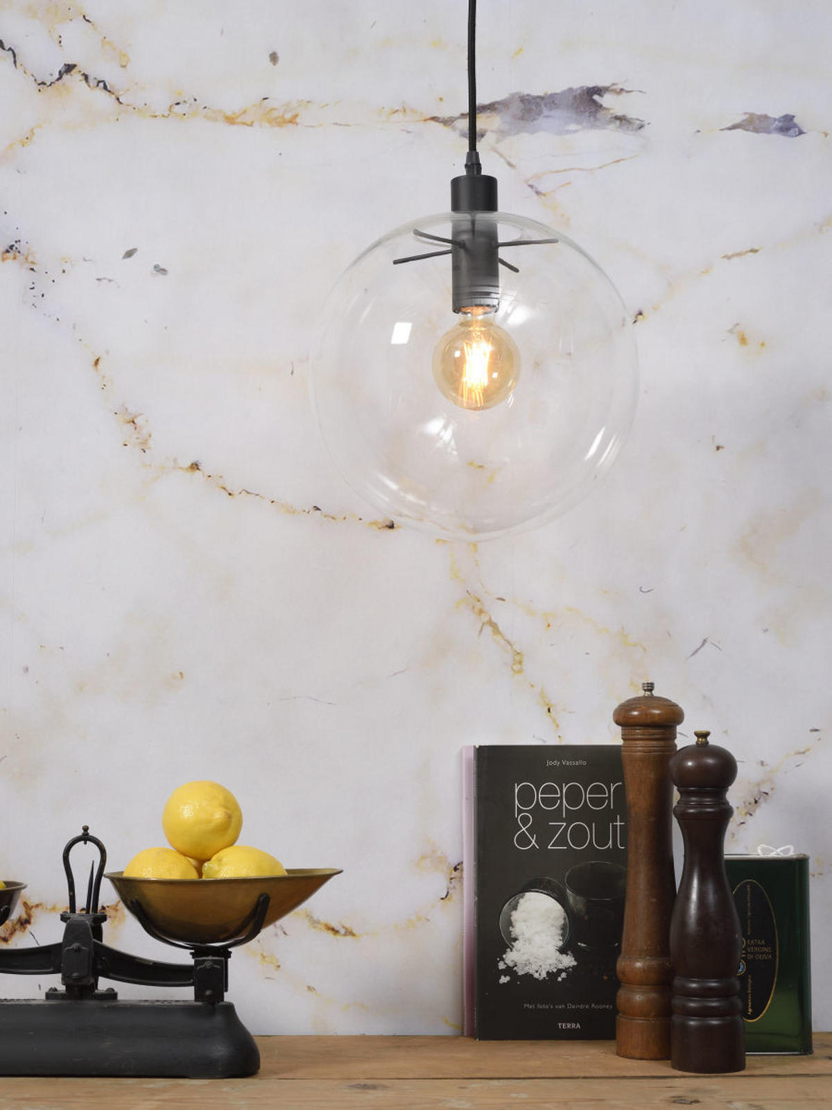 HÄNGELEUCHTE 30/250 cm  - Transparent/Schwarz, Design, Glas/Metall (30/250cm) - It's about Romi