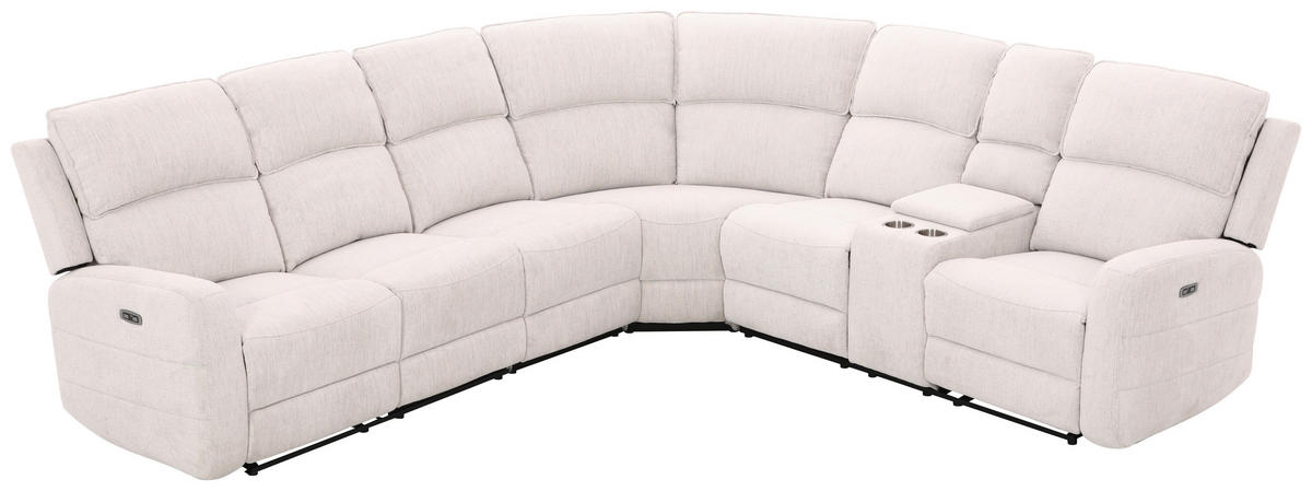 ECKSOFA Weiß Leinenoptik  - Schwarz/Weiß, KONVENTIONELL, Holz/Kunststoff (240/102/265cm) - Livetastic