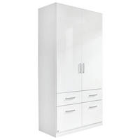 ŠATNÍ SKŘÍŇ S OTOČNÝMI DVEŘMI, bílá, vysoce lesklá bílá, 91/197/54 cm - bílá/barvy hliníku, Design, kompozitní dřevo/plast (91/197/54cm) - Carryhome
