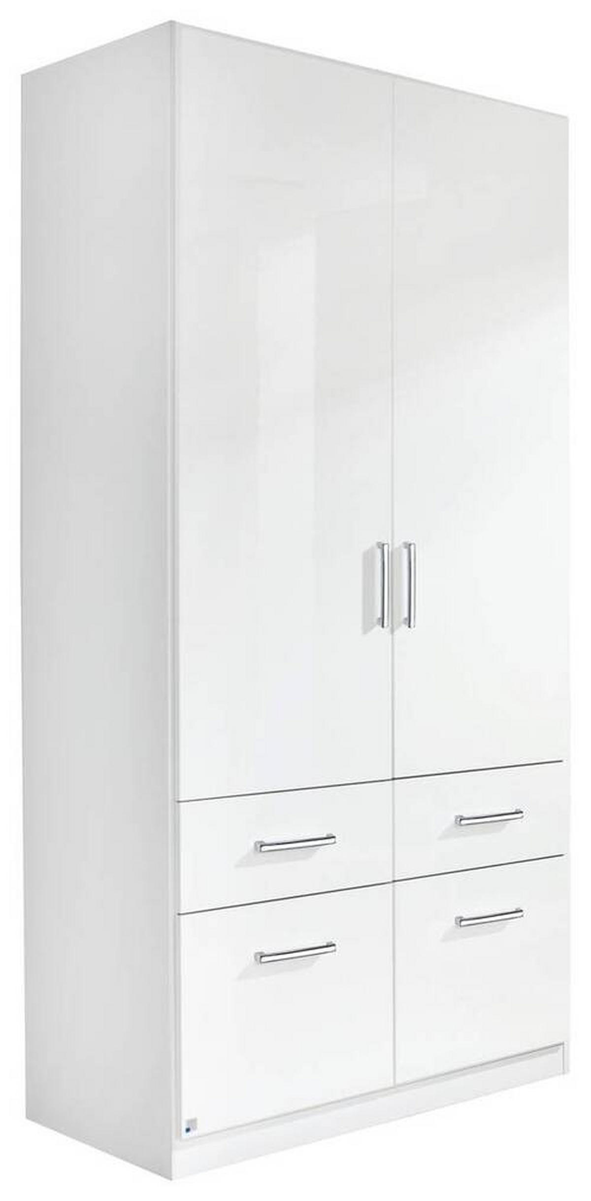 ŠATNÍ SKŘÍŇ S OTOČNÝMI DVEŘMI, bílá, vysoce lesklá bílá, 91/197/54 cm - bílá/barvy hliníku, Design, kompozitní dřevo/plast (91/197/54cm) - Carryhome
