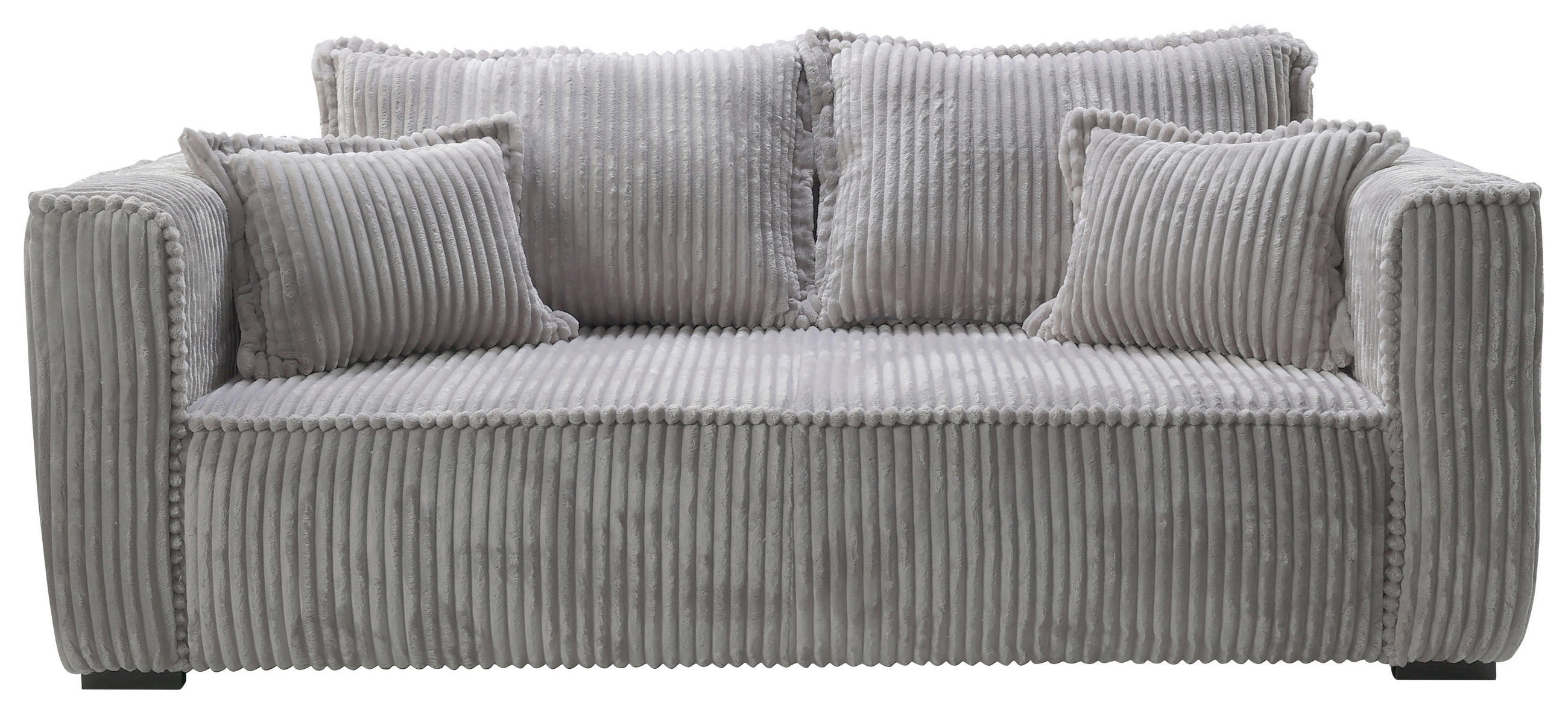 SOFA in Cord Hellgrau - Hellgrau/Schwarz, Design, Holz/Textil (223/95/121cm) - MID.YOU