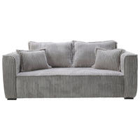 SOFA in Cord Hellgrau  - Hellgrau/Schwarz, Design, Holz/Textil (223/95/121cm) - MID.YOU