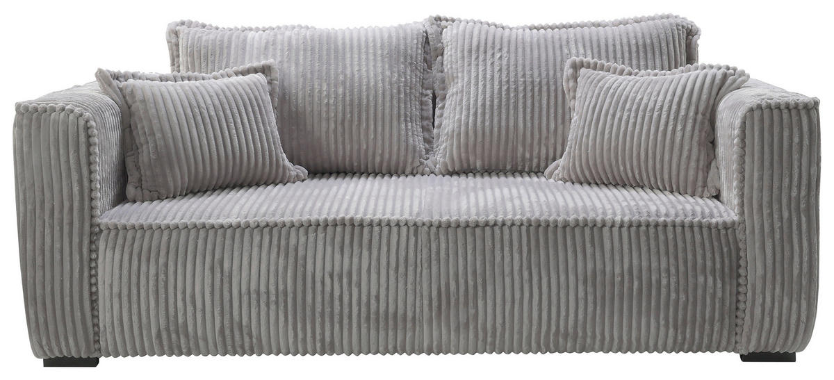 SOFA in Cord Hellgrau  - Hellgrau/Schwarz, Design, Holz/Textil (223/95/121cm) - MID.YOU