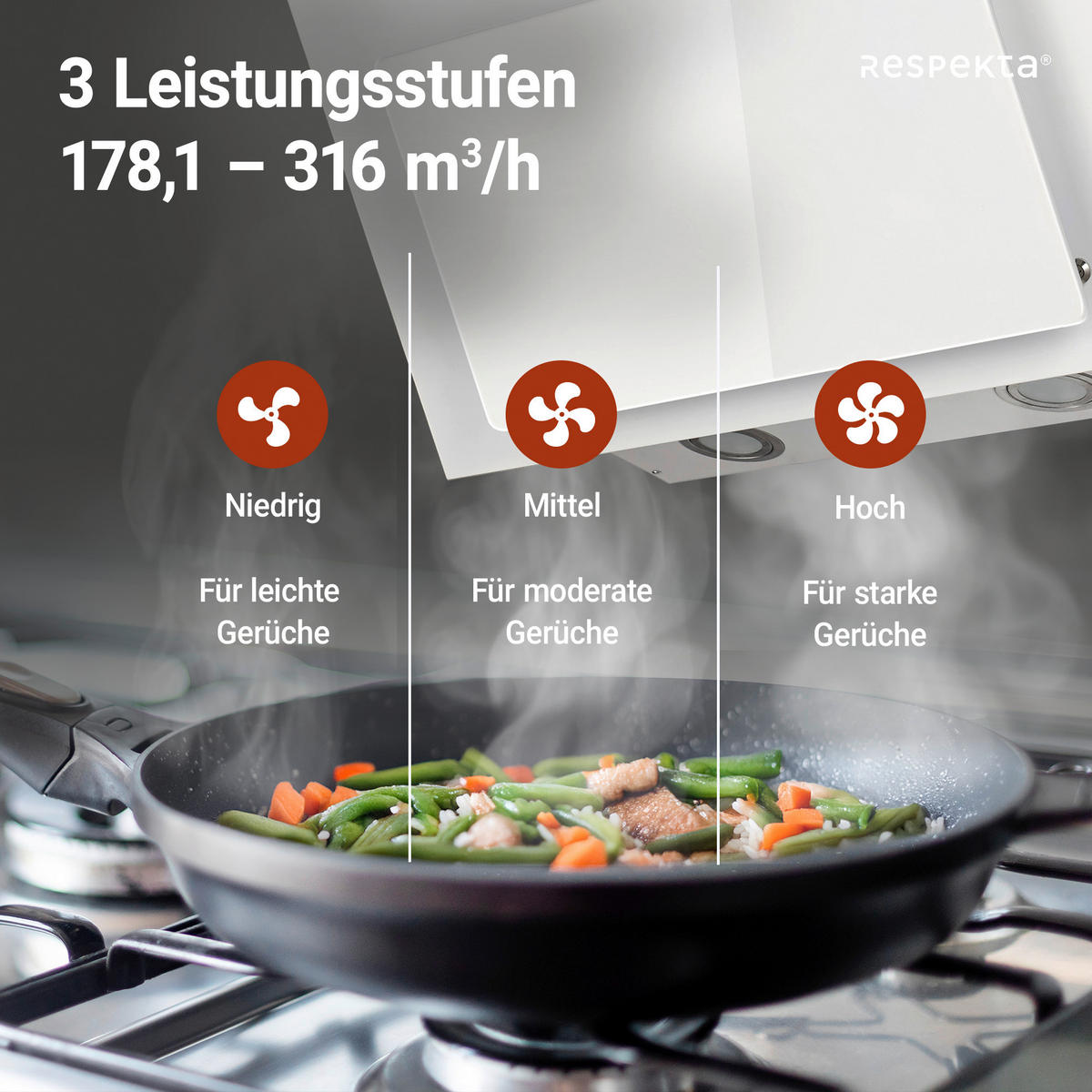 DUNSTABZUGSHAUBE CH33060WB  - Weiß, Trend, Glas/Metall (59,5/68,1-101,1/30cm) - Respekta
