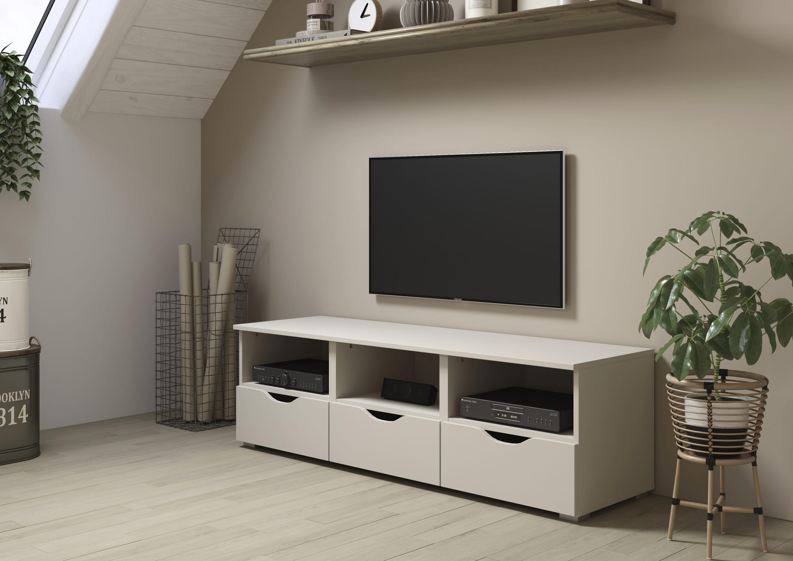 LOWBOARD  in 140/43/42 cm  - Champagner/Silberfarben, Basics, Holzwerkstoff (140/43/42cm) - Boxxx