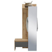 GARDEROBE  in 90/180/39 cm  - Eiche Artisan/Grau, MODERN, Glas/Holzwerkstoff (90/180/39cm) - MID.YOU
