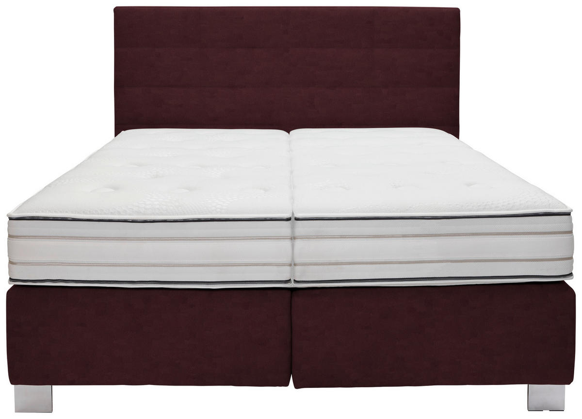 BOXSPRINGBETT 180/200 cm  in Rotbraun  - Rotbraun/Alufarben, Konventionell, Holzwerkstoff/Textil (180/200cm) - Dieter Knoll
