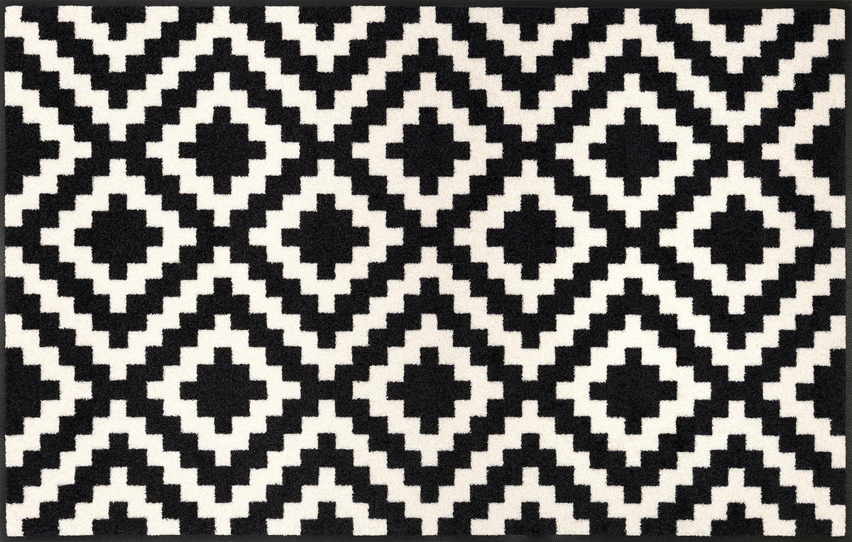 KUHINJSKA PREPROGA - črna/bela, Design, umetna masa/tekstil (75/120cm) - wash+dry