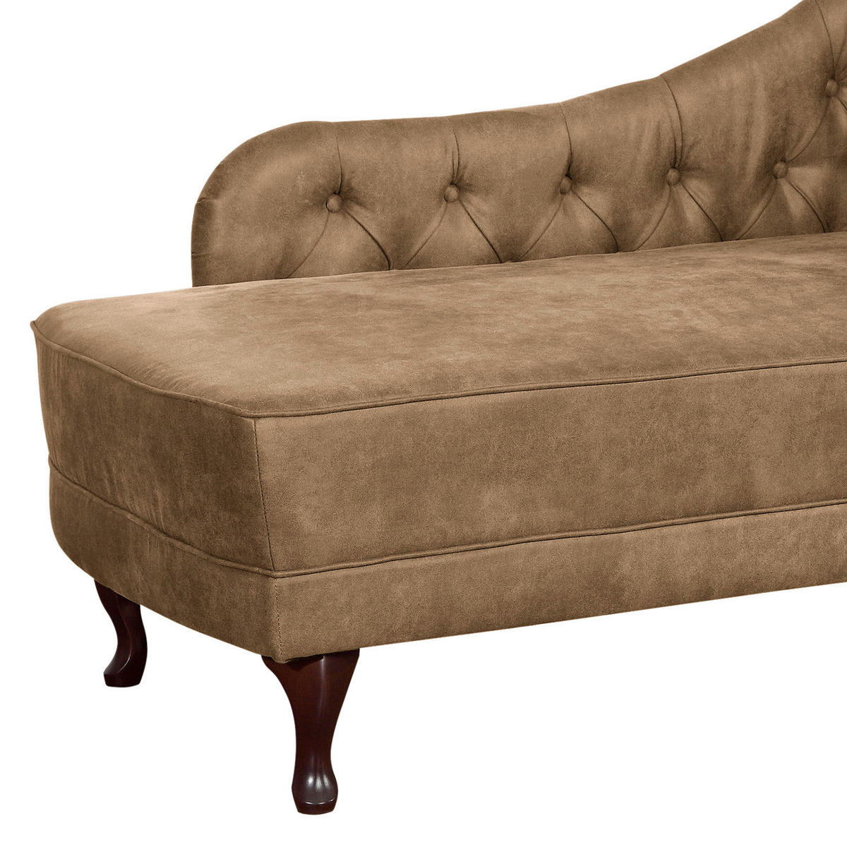 RÉCAMIERE Lederlook Braun  - Braun, Design, Holz/Textil (185/93/75cm) - Livetastic