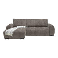 ECKSOFA Flachgewebe Graubraun  - Schwarz Hochglanz/Graubraun, Modern, Textil/Metall (166/93/273cm) - MID.YOU