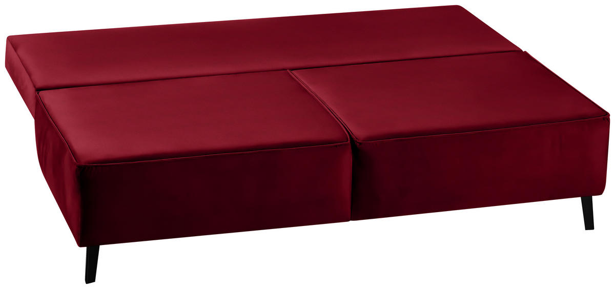 SCHLAFSOFA in Dunkelrot  - Schwarz/Dunkelrot, Konventionell, Textil/Metall (197/91/88cm) - Novel
