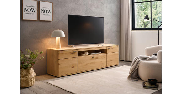 TV-ELEMENT Eichefarben 195/56/44 cm - Eichefarben/Schwarz, Natur, Holz/Holzwerkstoff (195/56/44cm) - Hom`in