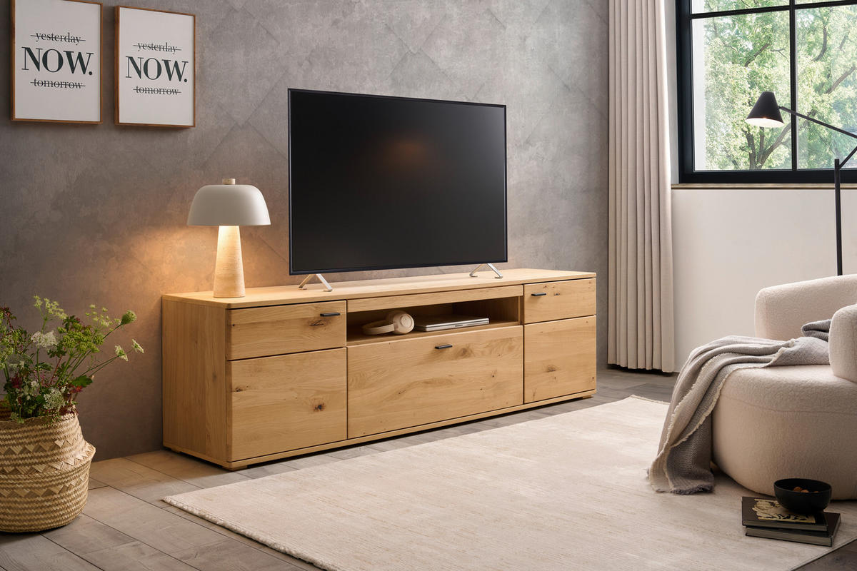 TV-ELEMENT Eichefarben  195/56/44 cm  - Eichefarben/Schwarz, Natur, Holz/Holzwerkstoff (195/56/44cm) - Hom`in