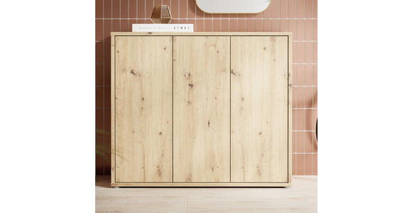 SCHUHSCHRANK 110/100/35 cm - Eiche Artisan/Grau, MODERN, Holzwerkstoff/Kunststoff (110/100/35cm) - Xora