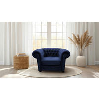 CHESTERFIELD-SESSEL - Blau/Schwarz, KONVENTIONELL, Holz/Holzwerkstoff (91/72/92cm) - Livetastic