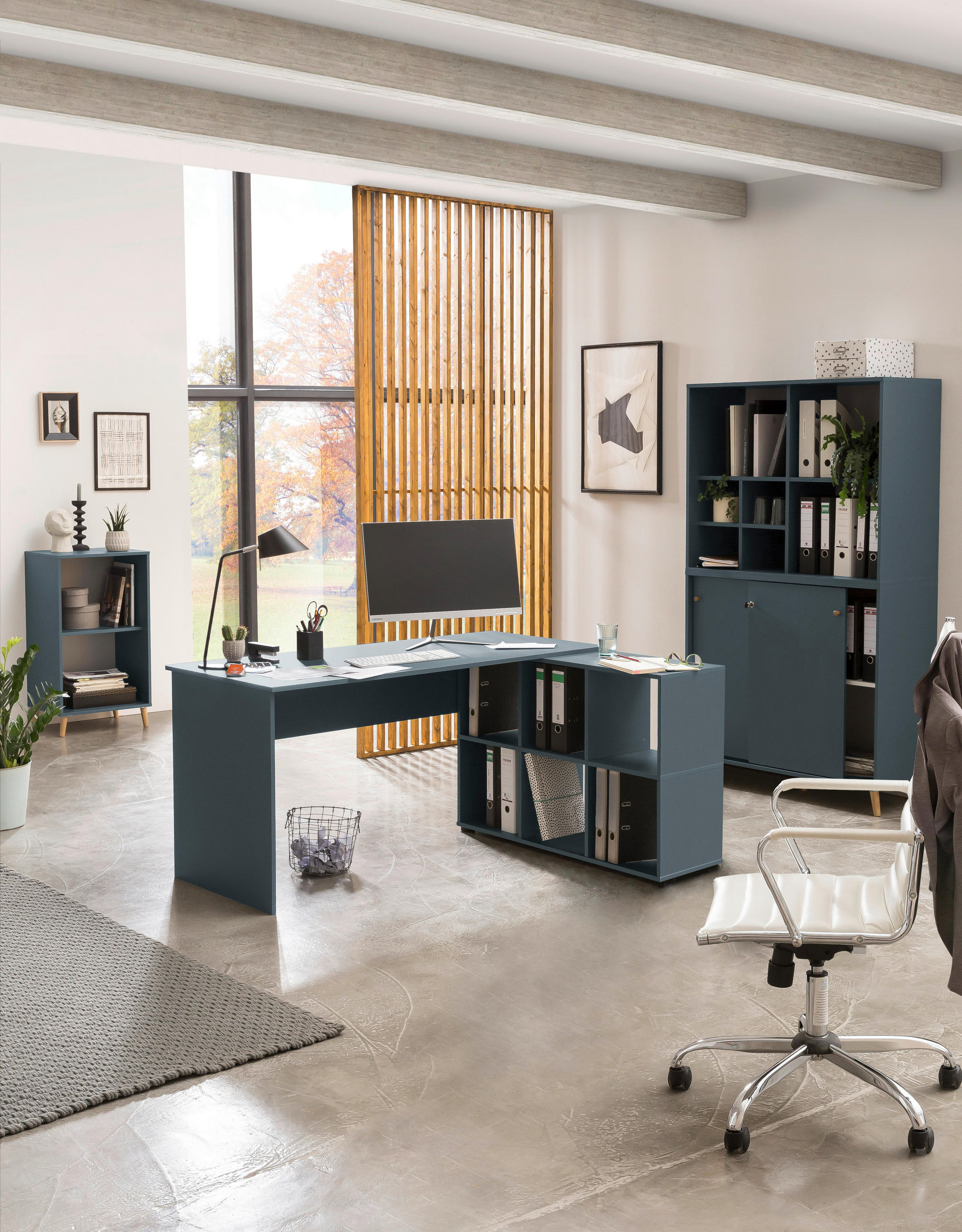 SCHREIBTISCH  in Blau  - Blau, MODERN, Holzwerkstoff (150/73,6/121,6cm) - MID.YOU
