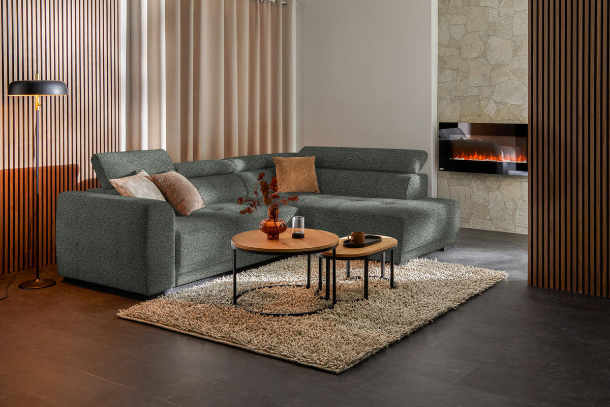 ECKSOFA in Struktur Grau  284/205 cm  - Schwarz/Grau, Design, Kunststoff/Textil (284/205cm) - Xora