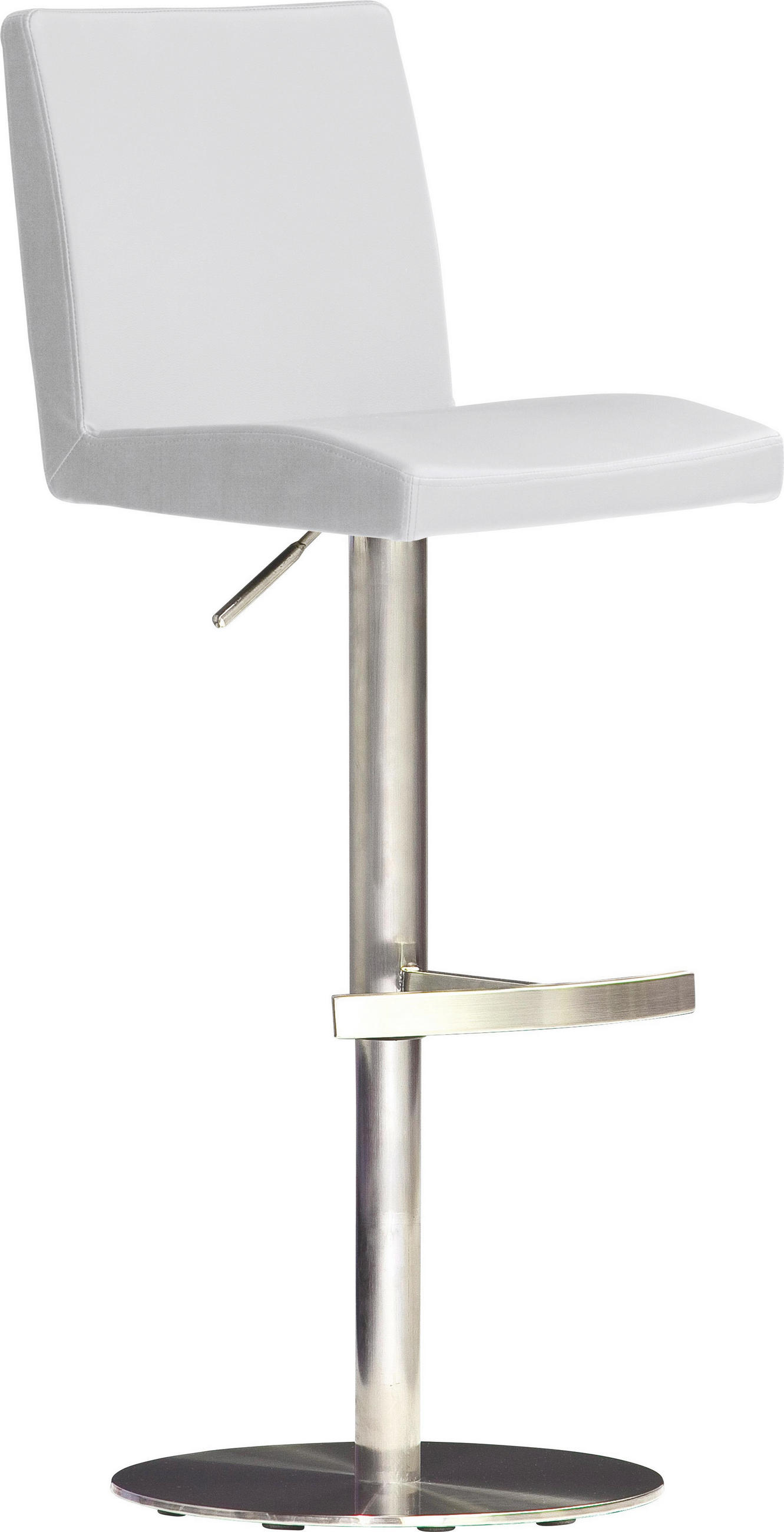 Barhocker in Metall, Textil Weiß, Edelstahlfarben