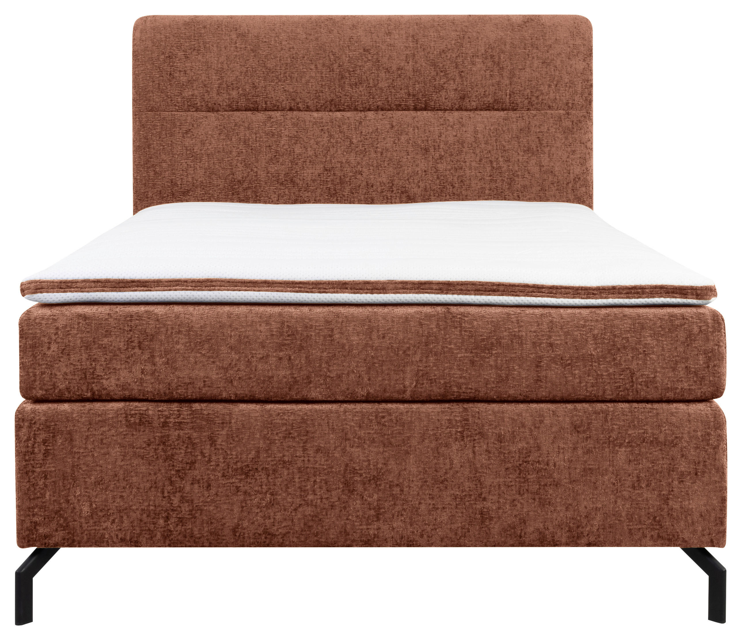 Thumbnail - Esposa Boxspringbett, Rotbraun, Textil, H2, Höhe ca. 17 cm, 140x200 cm, Stoffauswahl, Topper durchgehend, Matratze in ve...