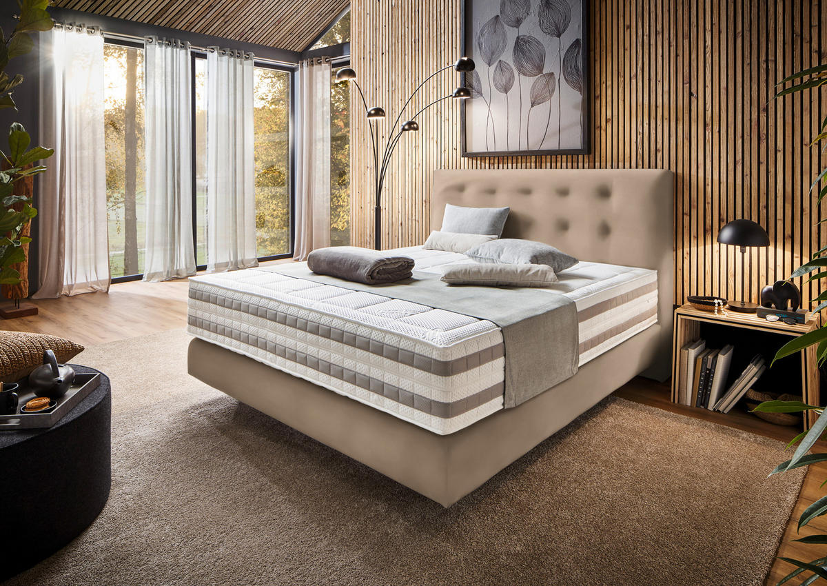 BOXSPRINGBETT 160/200 cm  in Beige  - Beige, KONVENTIONELL, Holz/Textil (160/200cm) - Dieter Knoll
