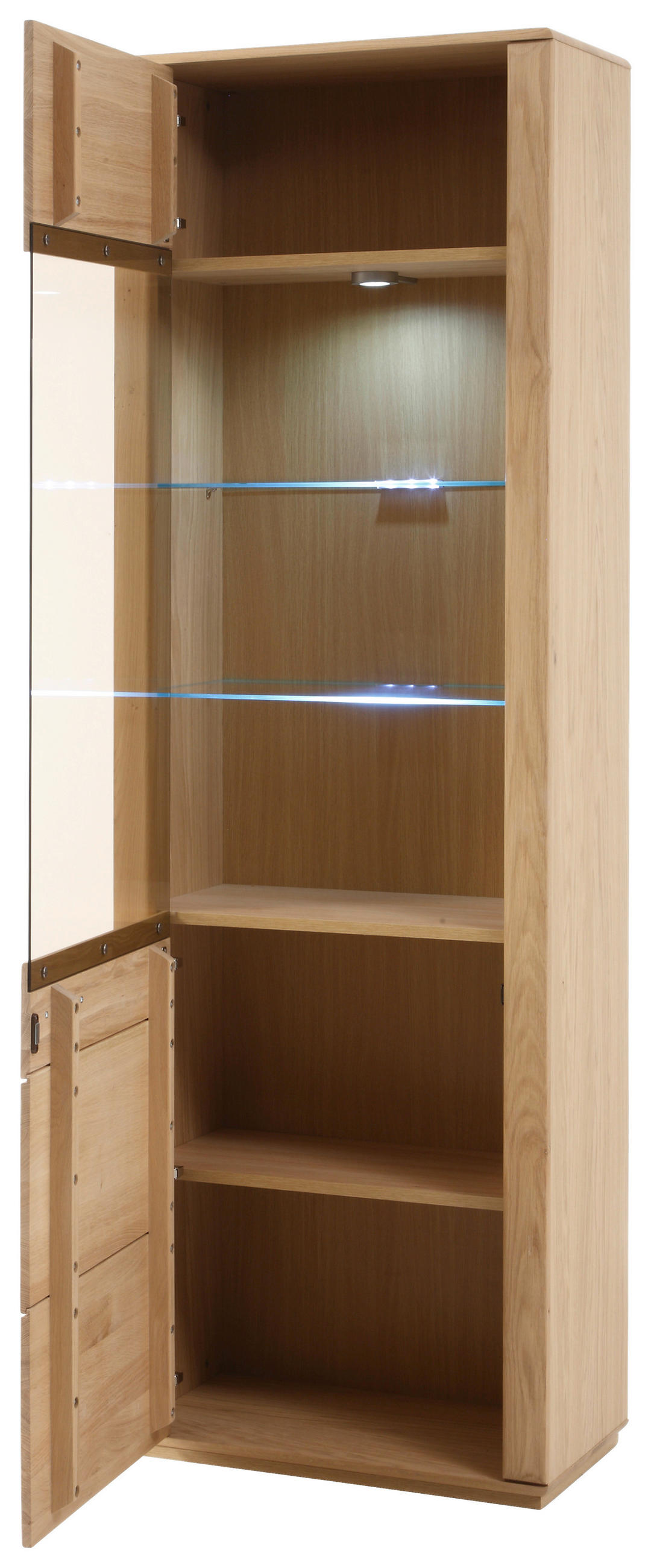 WOHNWAND  in Eichefarben  303/209/51 cm  - Eichefarben/Silberfarben, Design, Glas/Holz (303/209/51cm) - Livetastic
