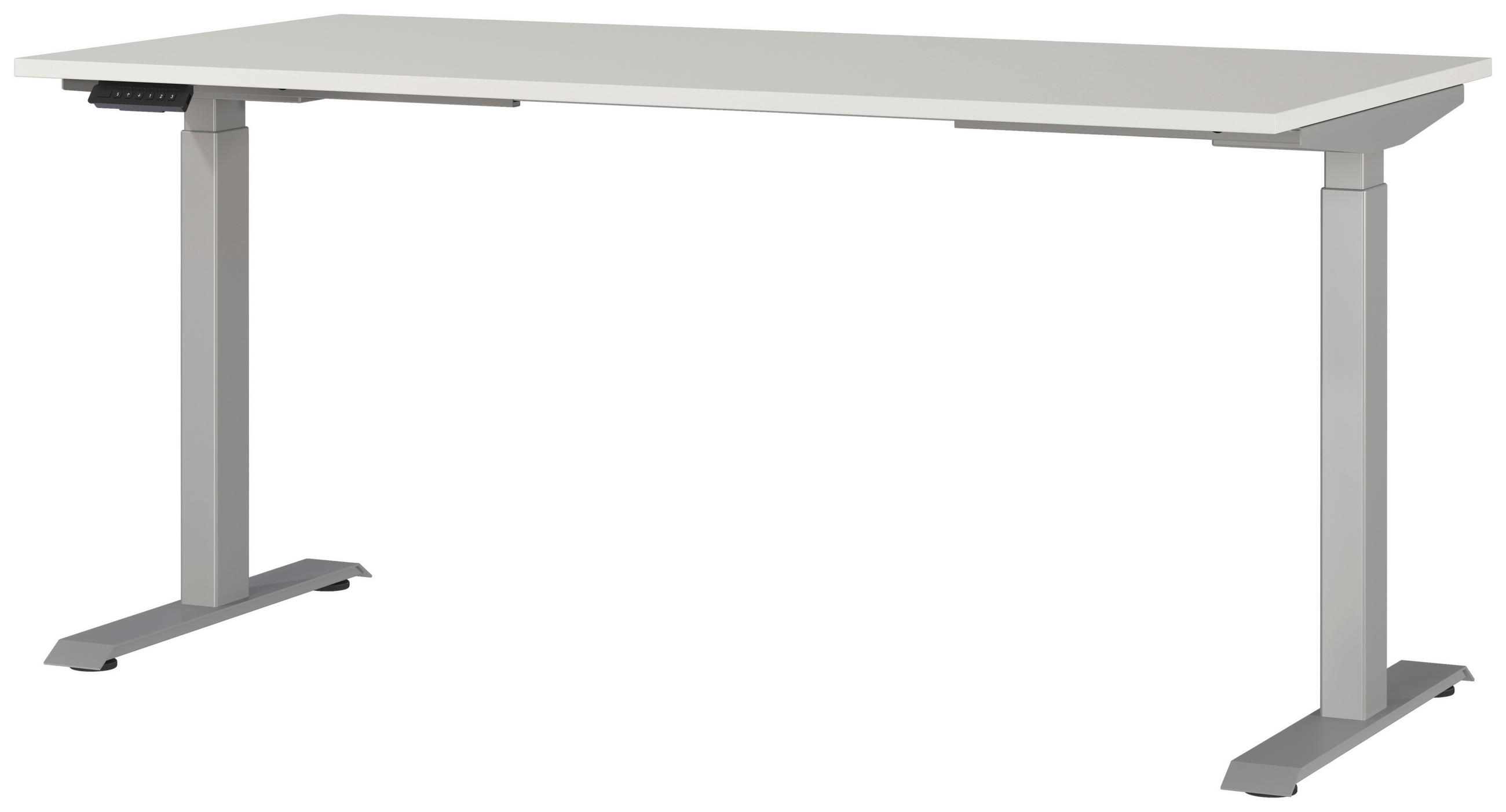 SCHREIBTISCH 160/80/72-118 cm  in Silberfarben, Hellgrau  - Silberfarben/Hellgrau, MODERN, Holzwerkstoff/Metall (160/80/72-118cm) - Novel