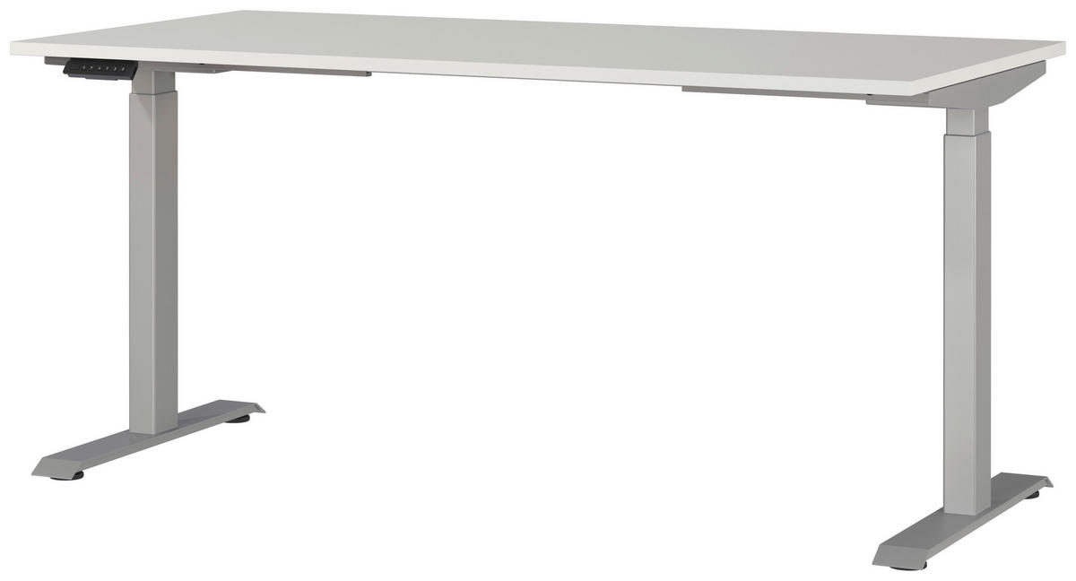 SCHREIBTISCH 160/80/72-118 cm  in Silberfarben, Hellgrau  - Silberfarben/Hellgrau, MODERN, Holzwerkstoff/Metall (160/80/72-118cm) - Novel