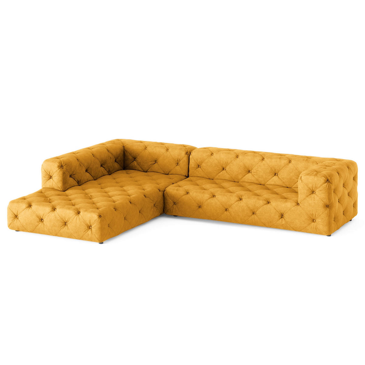 ECKSOFA Mikrofaser Senfgelb  - Senfgelb/Schwarz, Design, Kunststoff/Textil (228/325cm) - P & B