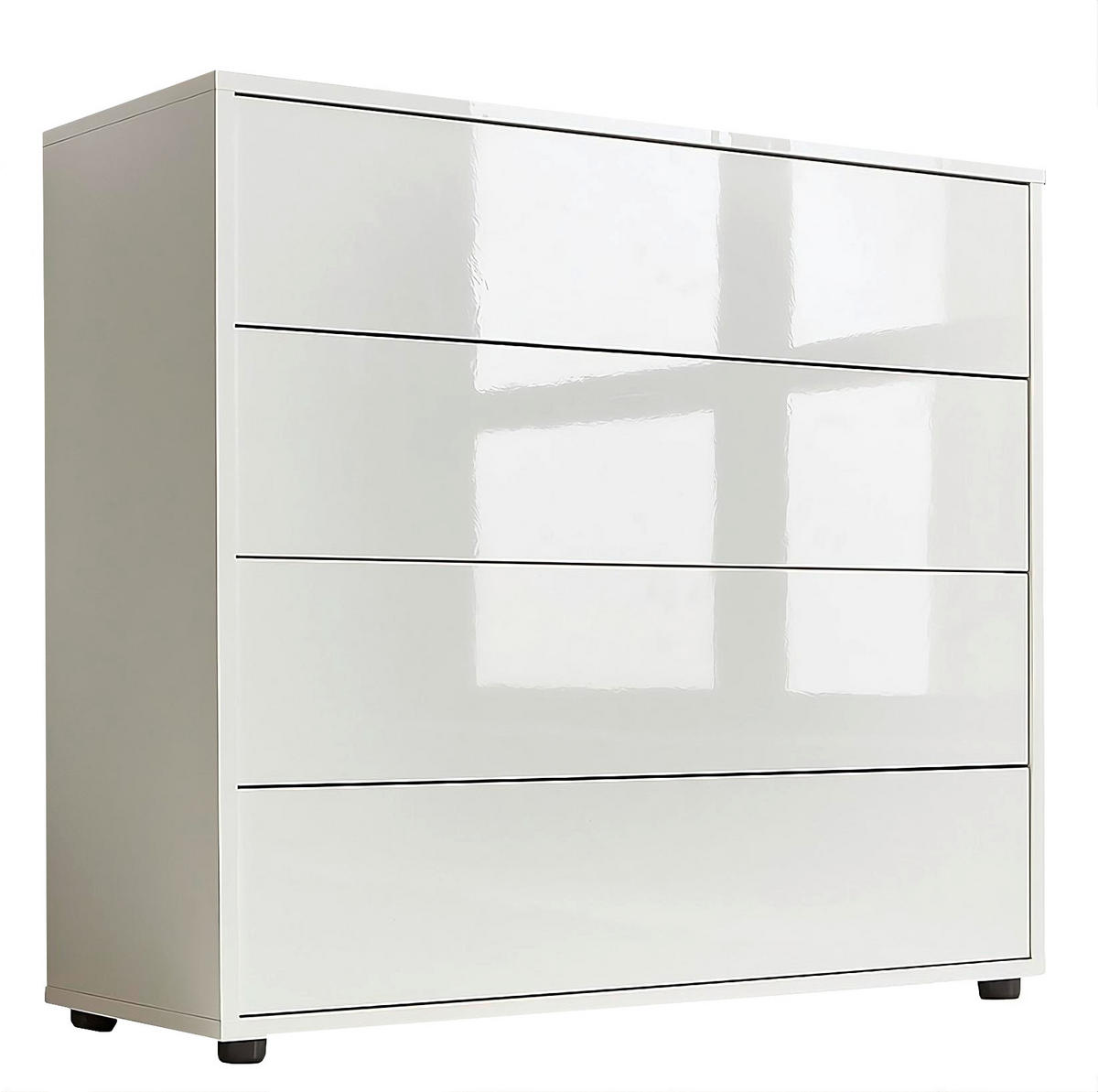 KOMODA, bílá, vysoce lesklá bílá, 79/73/33 cm - bílá/černá, Moderní, kompozitní dřevo/plast (79/73/33cm) - MID.YOU