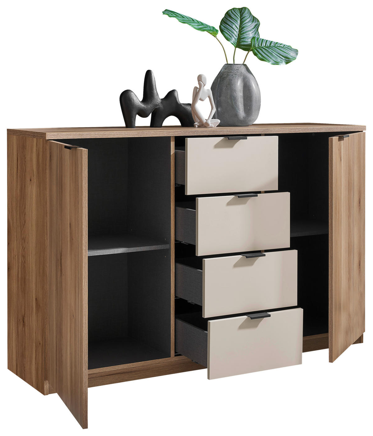 SIDEBOARD DANAO  in 140/90/38 cm  - Kaschmir/Eichefarben, Design, Holzwerkstoff/Metall (140/90/38cm) - Xora