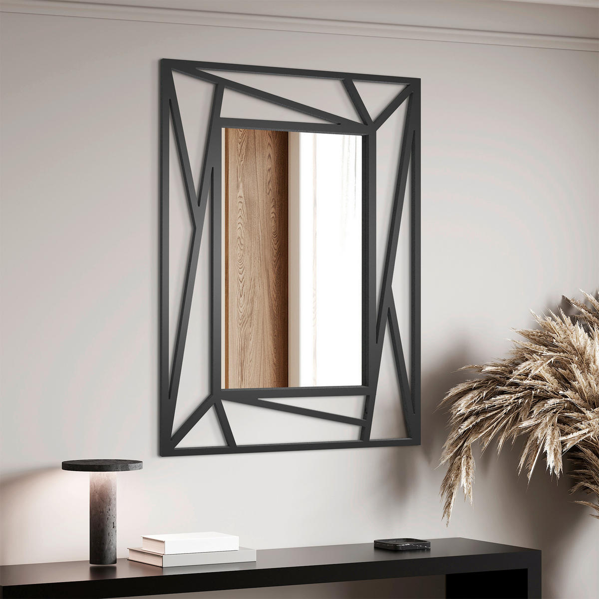 DEKOSPIEGEL  69/95 cm   in rechteckig  - Schwarz, Basics, Glas/Holz (69/95cm)