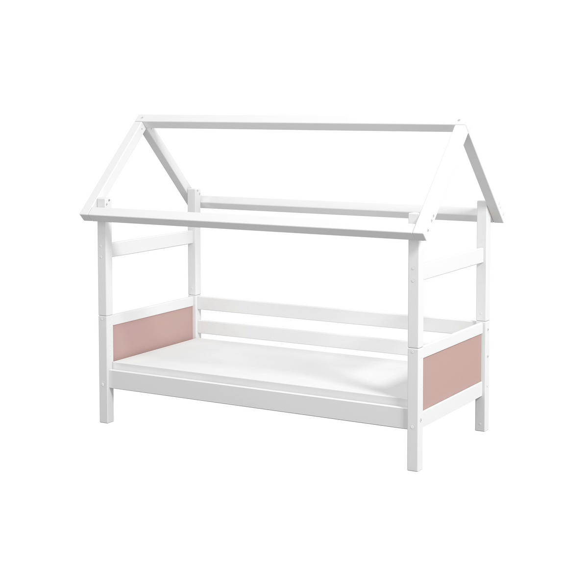 HAUSBETT 90/200 cm,  in Rosa, Weiß, Rollrost  - Rosa/Weiß, MODERN, Holz (90/200cm) - Chameo
