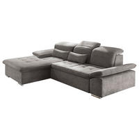 ECKSOFA Grau Mikrovelours  - Silberfarben/Grau, KONVENTIONELL, Kunststoff/Textil (188/276cm) - MID.YOU