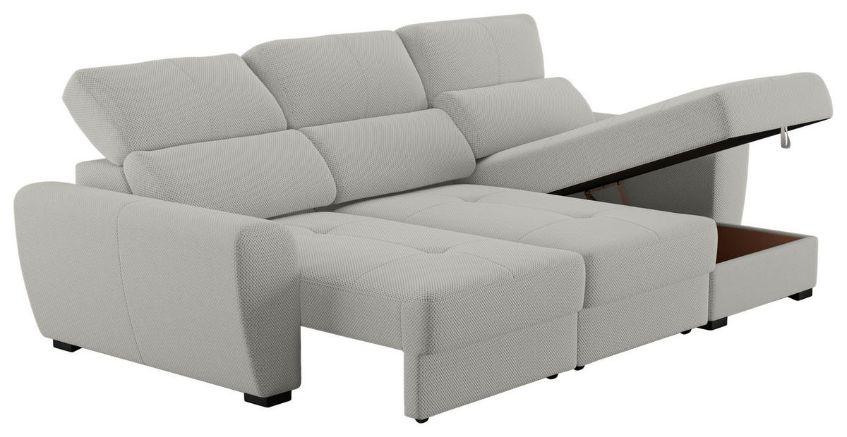 ECKSOFA in Velours Sandfarben  - Sandfarben/Schwarz, Konventionell, Kunststoff/Textil (285/177cm) - MID.YOU