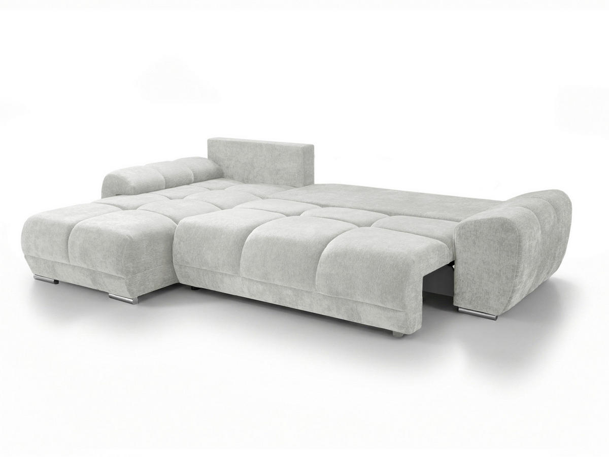 ECKSOFA  in Chenille Hellgrau  - Chromfarben/Hellgrau, KONVENTIONELL, Kunststoff/Textil (183/290cm) - Xora